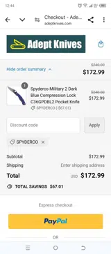spyderco coupon verification screenshot