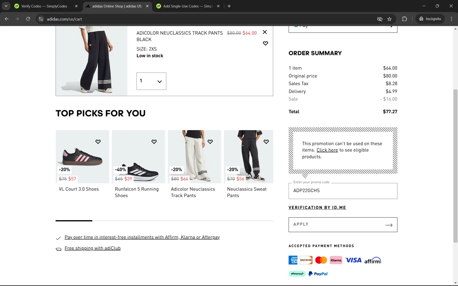 Promo fashion code for adidas 2019