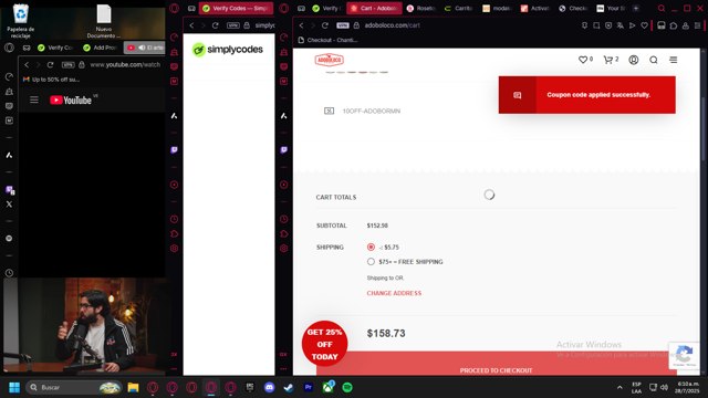 Adoboloco checkout page showing Adoboloco coupon code box | Screenshot taken by SimplyCodes community member on Jul 28, 2025
