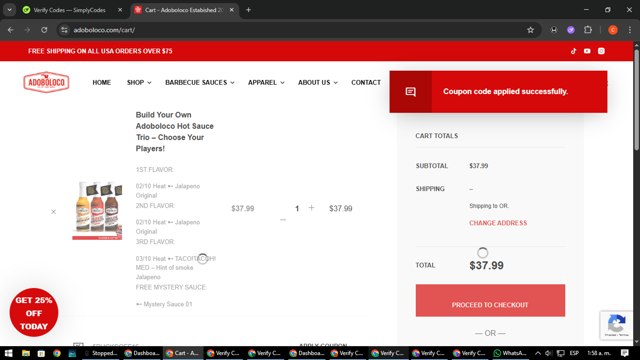 Adoboloco checkout page showing Adoboloco coupon code box | Screenshot taken by SimplyCodes community member on Jun 21, 2025