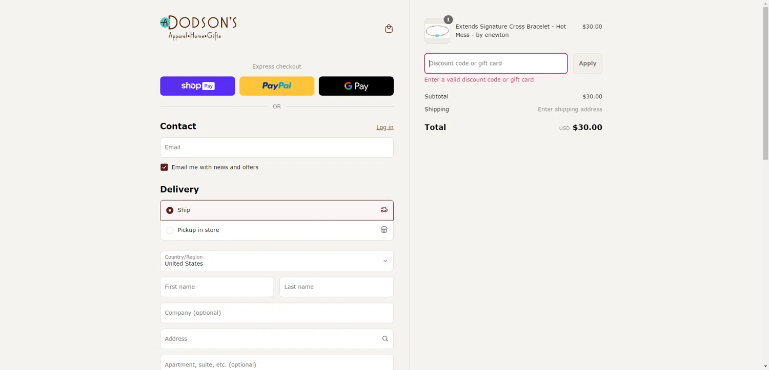 A. Dodson's promo code screenshot showing code FREEPOUCH applied at A. Dodson's checkout page. Uploaded by SimplyCodes community member BonusWhiz5849 on May 15, 2025
