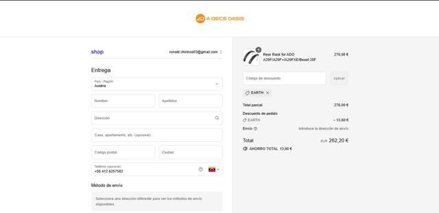 A Dece Oasis checkout page showing A Dece Oasis promo code box | Screenshot taken by SimplyCodes community member on Sep 15, 2025