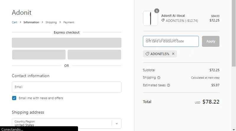 where to use Adonit promo code box