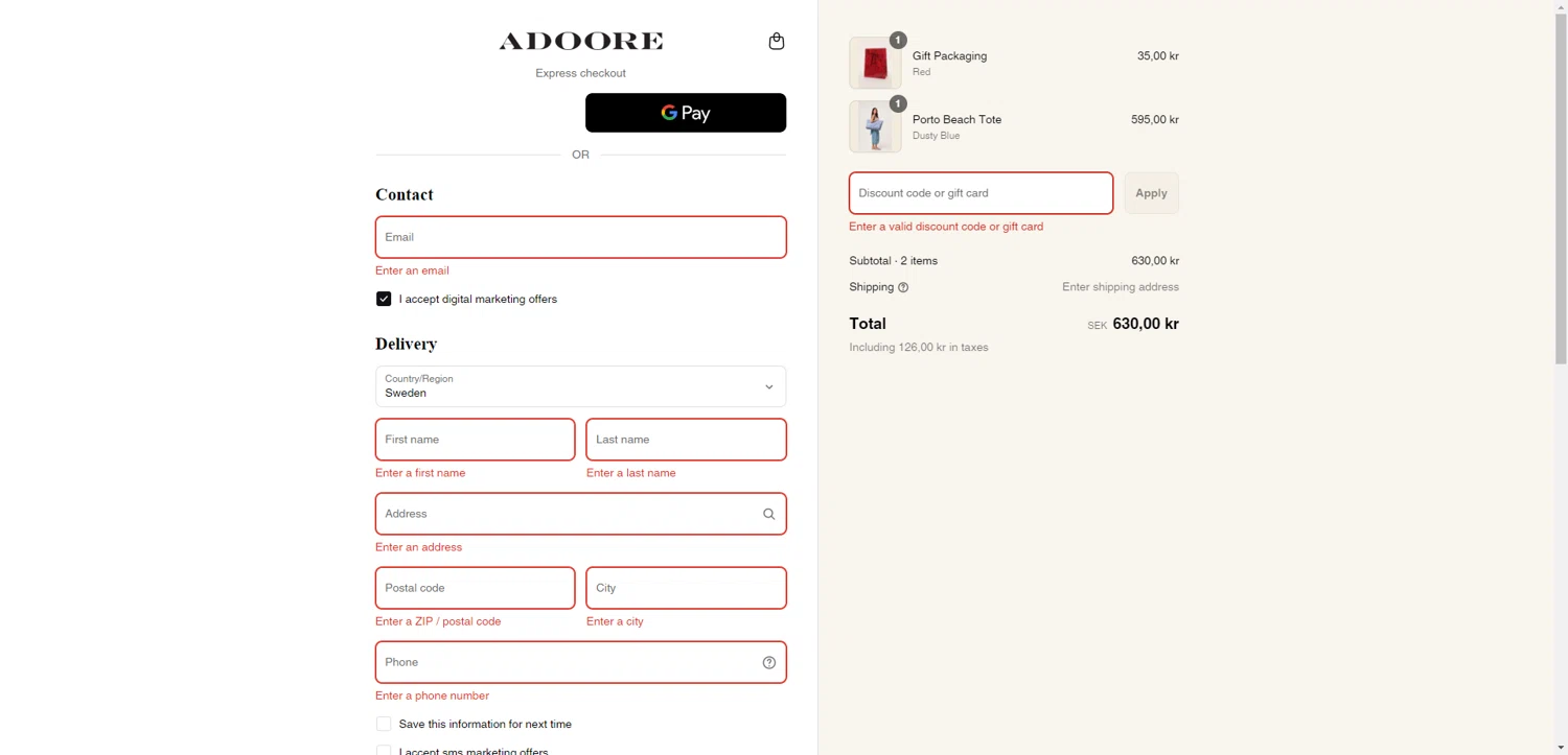 Adoore discount code screenshot showing code adoore-ekj571 applied at Adoore checkout page. Uploaded by SimplyCodes community member DiscountWarden480 on Aug 21, 2025