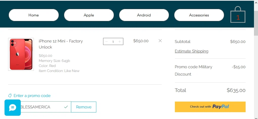 Adopt-A-Phone checkout page showing Adopt-A-Phone promo code box | Screenshot taken by SimplyCodes community member on Jun 23, 2021