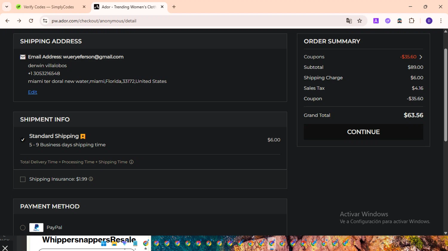 Ador coupon code screenshot showing code ador40 applied at Ador checkout page. Uploaded by SimplyCodes community member PromoLion4240 on Sep 11, 2025