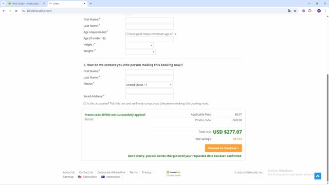 Adrenaline USA checkout page showing Adrenaline USA promo code box | Screenshot taken by SimplyCodes community member on Aug 16, 2025