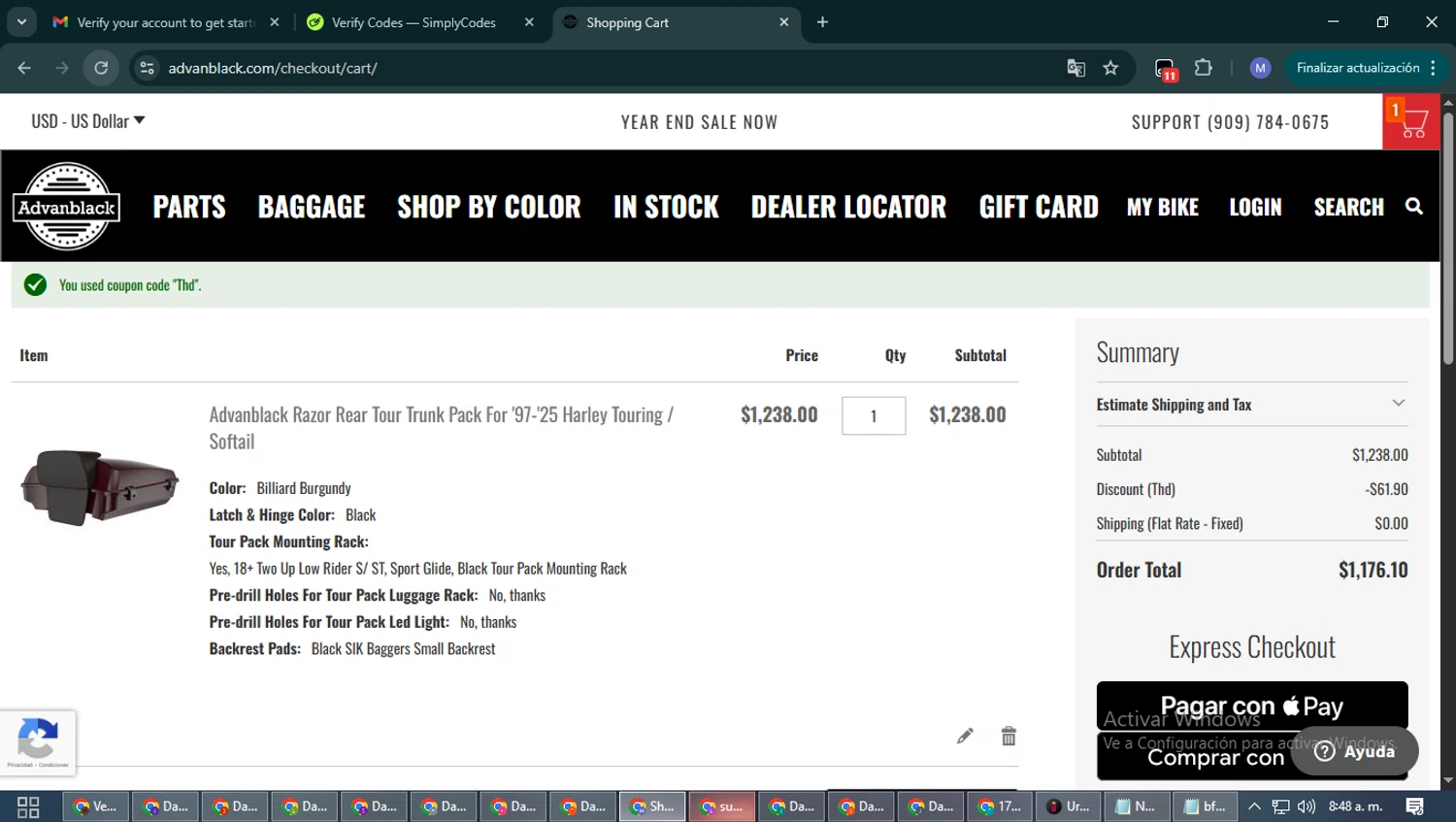 Advanblack checkout page showing Advanblack discount code box | Screenshot taken by SimplyCodes community member on Dec 12, 2025