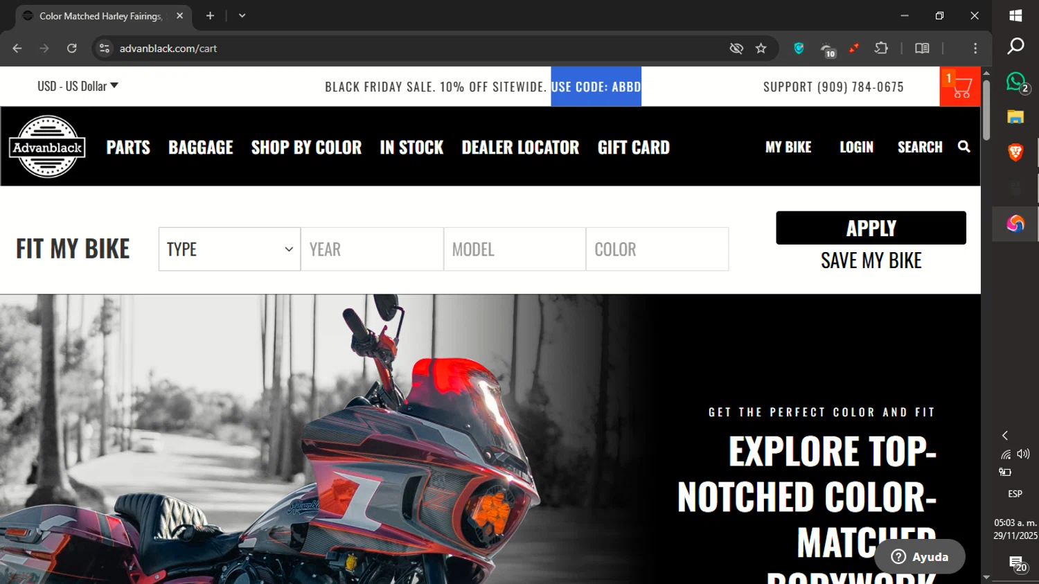Advanblack checkout page showing Advanblack discount code box | Screenshot taken by SimplyCodes community member on Nov 29, 2025