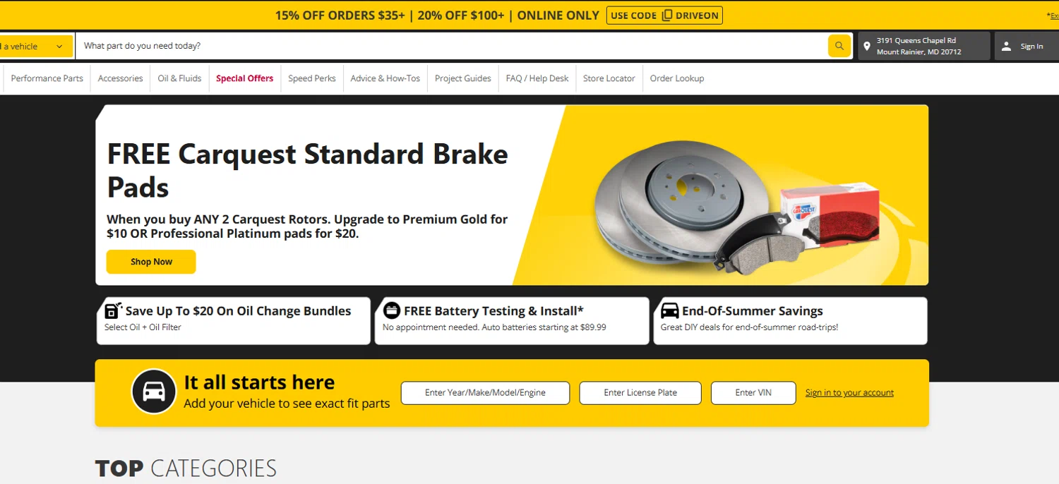 Advance Auto Parts promo code screenshot showing code DRIVEON applied at Advance Auto Parts checkout page. Uploaded by SimplyCodes community member ______ on Aug 14, 2025