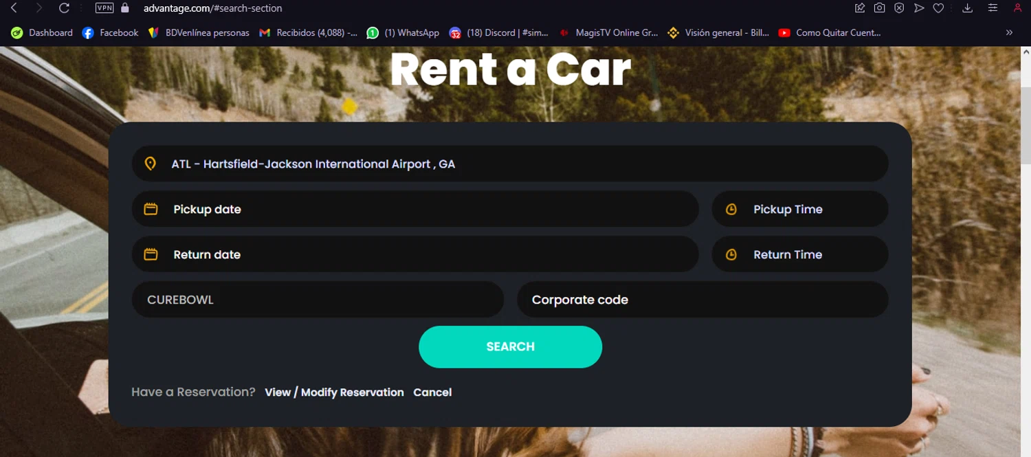 Advantage Rent a Car checkout page showing Advantage Rent a Car coupon code box | Screenshot taken by SimplyCodes community member on Apr 13, 2024