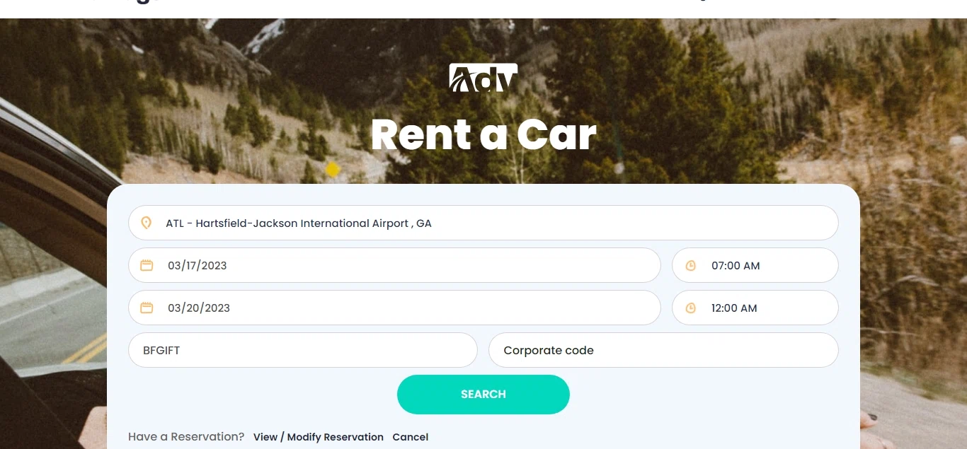 Advantage Rent a Car checkout page showing Advantage Rent a Car coupon code box | Screenshot taken by SimplyCodes community member on Mar 15, 2023