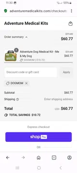 DOGMOM coupon verification screenshot