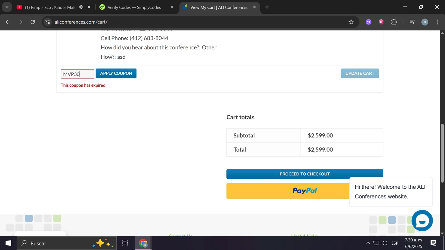 Advanced Learning Institute promo code screenshot showing code MVP30 applied at Advanced Learning Institute checkout page. Uploaded by SimplyCodes community member Anderson on Jun 6, 2025
