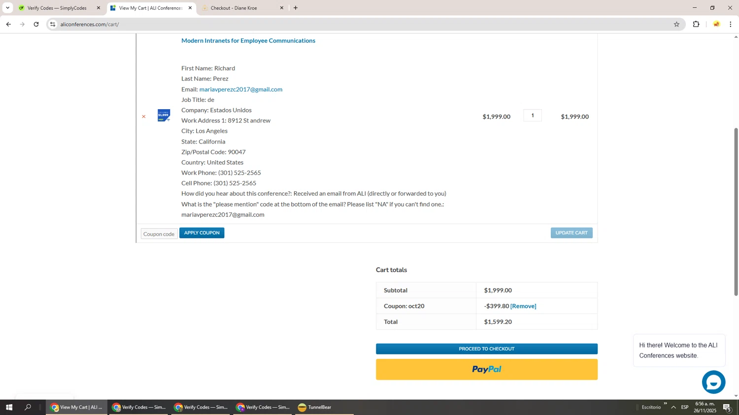 Advanced Learning Institute promo code screenshot showing code OCT20 applied at Advanced Learning Institute checkout page. Uploaded by SimplyCodes community member Richard251 on Nov 26, 2025