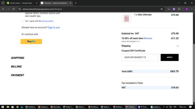 Advanced Nutrition Programme checkout page showing Advanced Nutrition Programme discount code box | Screenshot taken by SimplyCodes community member on Sep 12, 2025