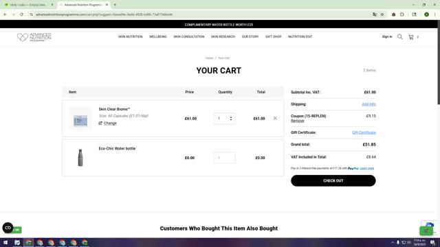 Advanced Nutrition Programme checkout page showing Advanced Nutrition Programme discount code box | Screenshot taken by SimplyCodes community member on Sep 16, 2025