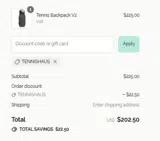 ADV Tennis coupon verification screenshot