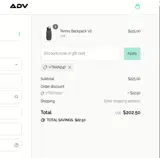 ADV Tennis coupon verification screenshot