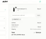 ADV Tennis coupon verification screenshot