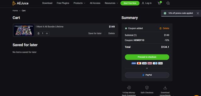 AEJuice checkout page showing AEJuice coupon code box | Screenshot taken by SimplyCodes community member on Aug 1, 2025
