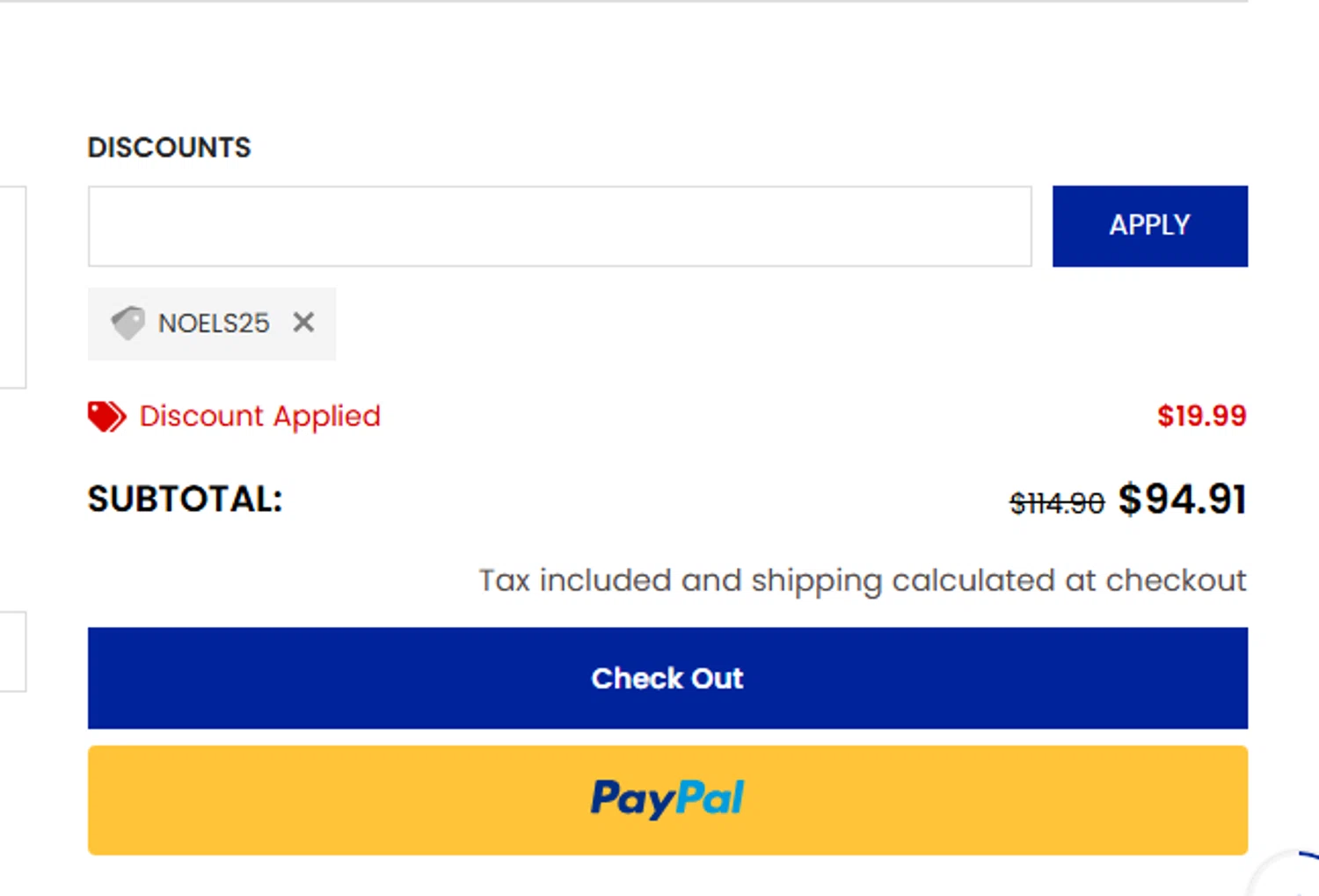 Aelfric Eden discount code screenshot showing code Noels25 applied at Aelfric Eden checkout page. Uploaded by SimplyCodes community member RewardCurator5232 on Apr 22, 2025