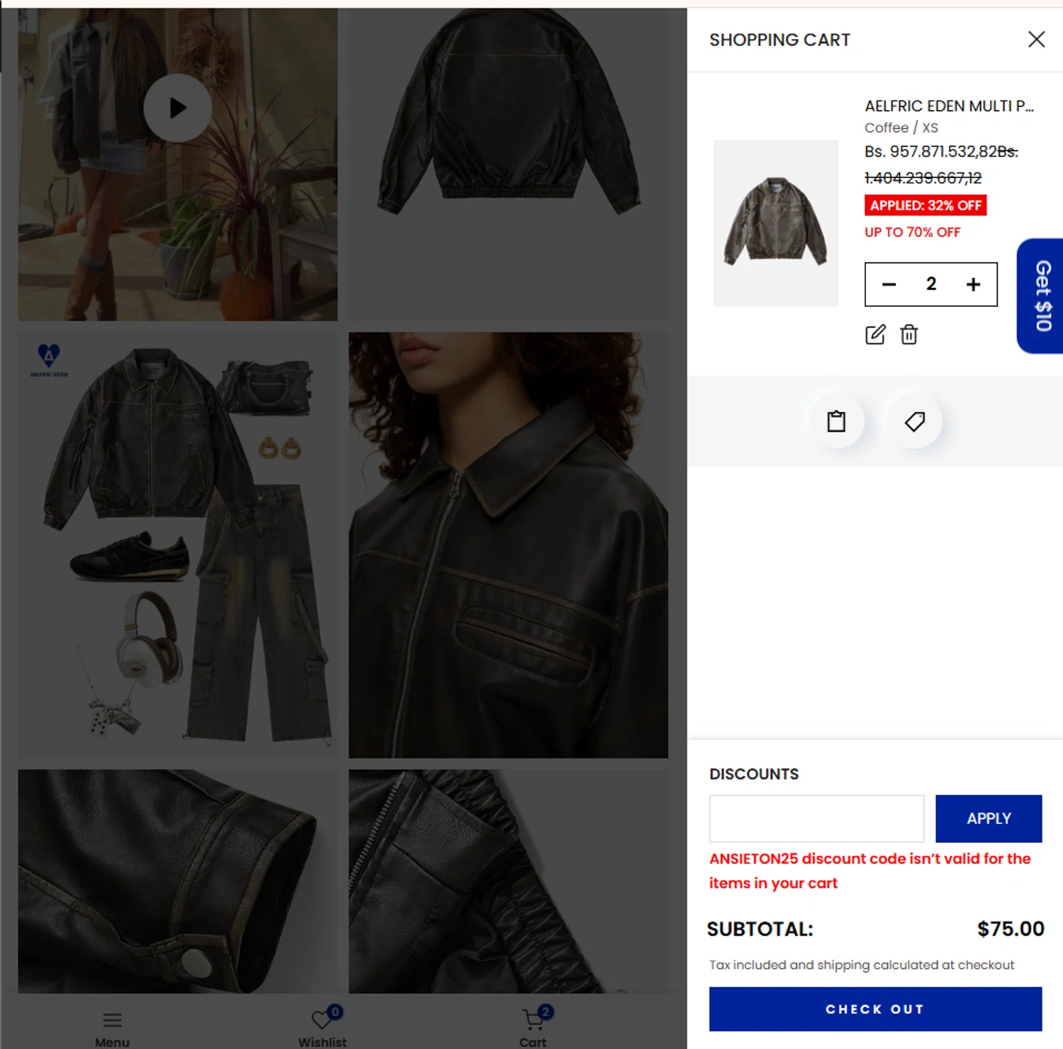 Aelfric Eden discount code screenshot showing code ANSIETON25 applied at Aelfric Eden checkout page. Uploaded by SimplyCodes community member La_Cara_Mia on Aug 8, 2025