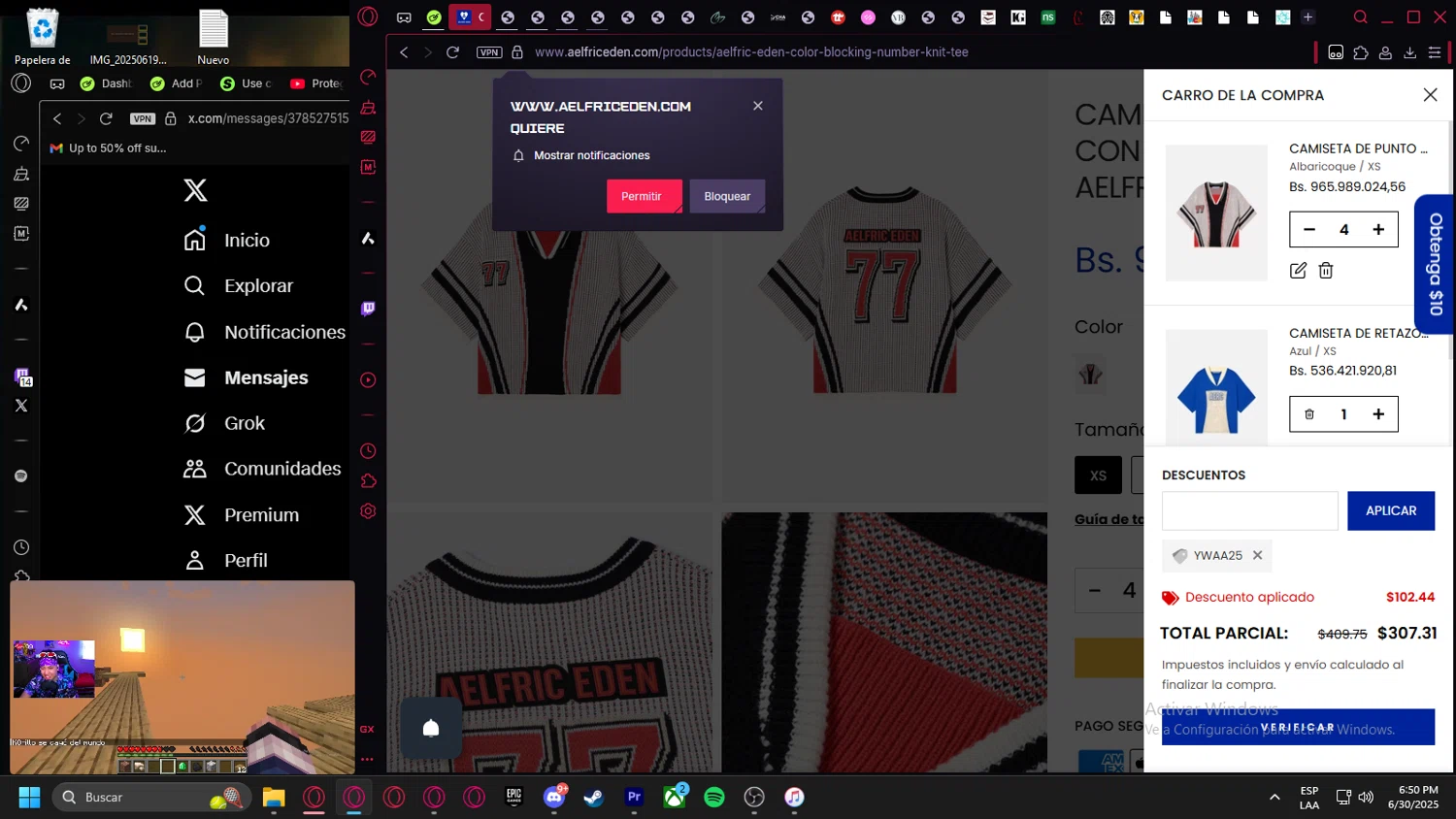 Aelfric Eden discount code screenshot showing code ywaa25 applied at Aelfric Eden checkout page. Uploaded by SimplyCodes community member leonardocamacho2 on Jun 30, 2025