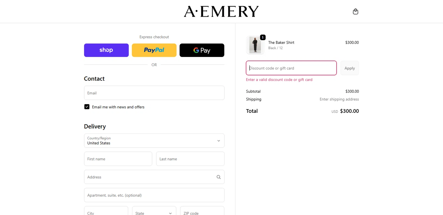 A.EMERY promo code screenshot showing code BLACKFRIDAY applied at A.EMERY checkout page. Uploaded by SimplyCodes community member TOTONEROFL on Dec 1, 2025