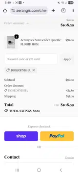 Doseofnisha coupon verification screenshot