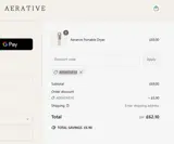 AERATIVE10 coupon verification screenshot