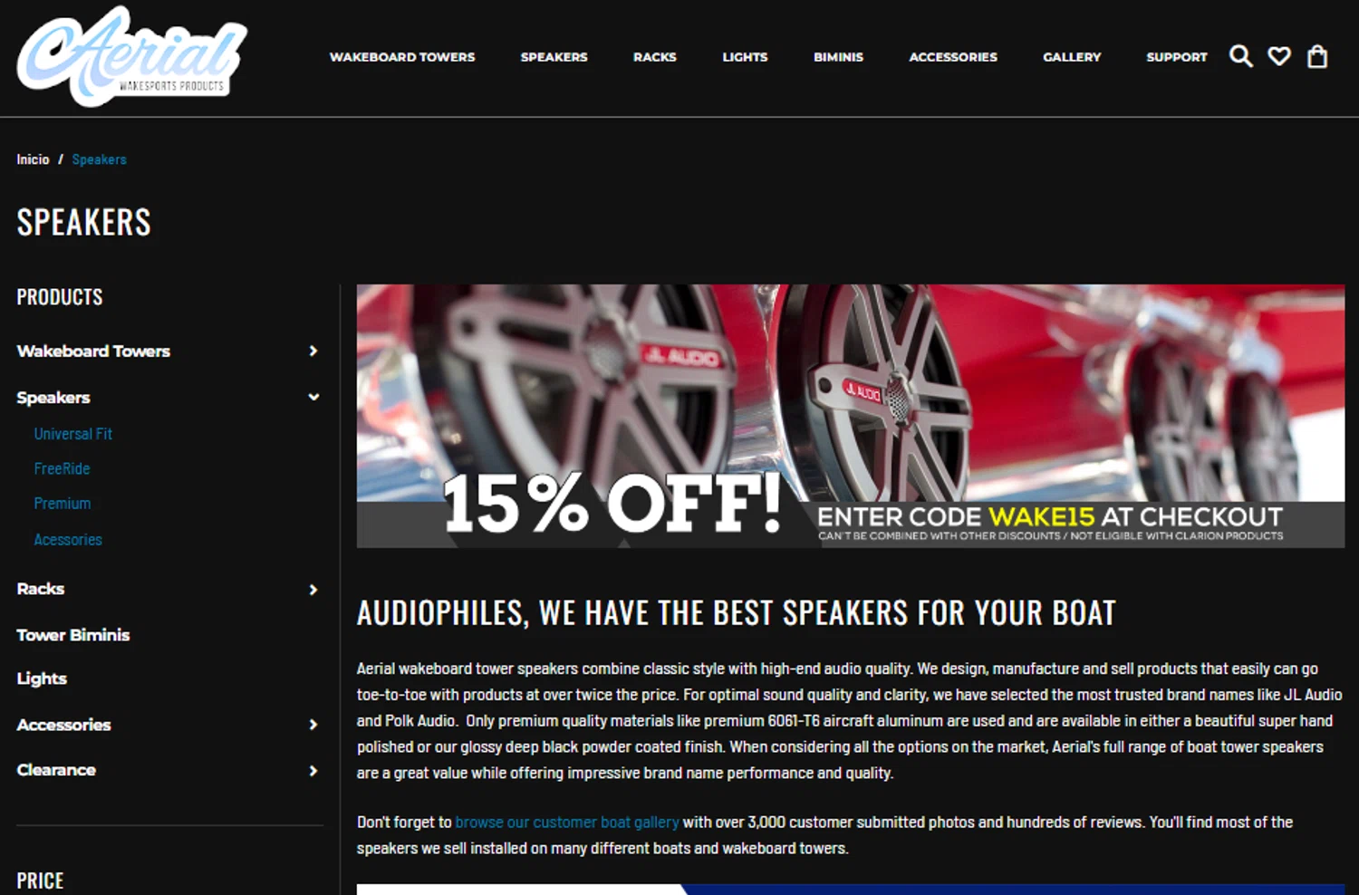 Aerial Wakeboarding promo code screenshot showing code WAKE15 applied at Aerial Wakeboarding checkout page. Uploaded by SimplyCodes community member SpiderGwen on Jun 30, 2025