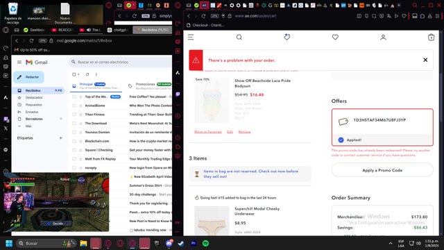 Aerie checkout page showing Aerie promo code box | Screenshot taken by SimplyCodes community member on Aug 1, 2025
