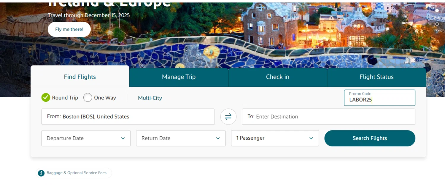 Aer Lingus checkout page showing Aer Lingus promo code box | Screenshot taken by SimplyCodes community member on Oct 6, 2025