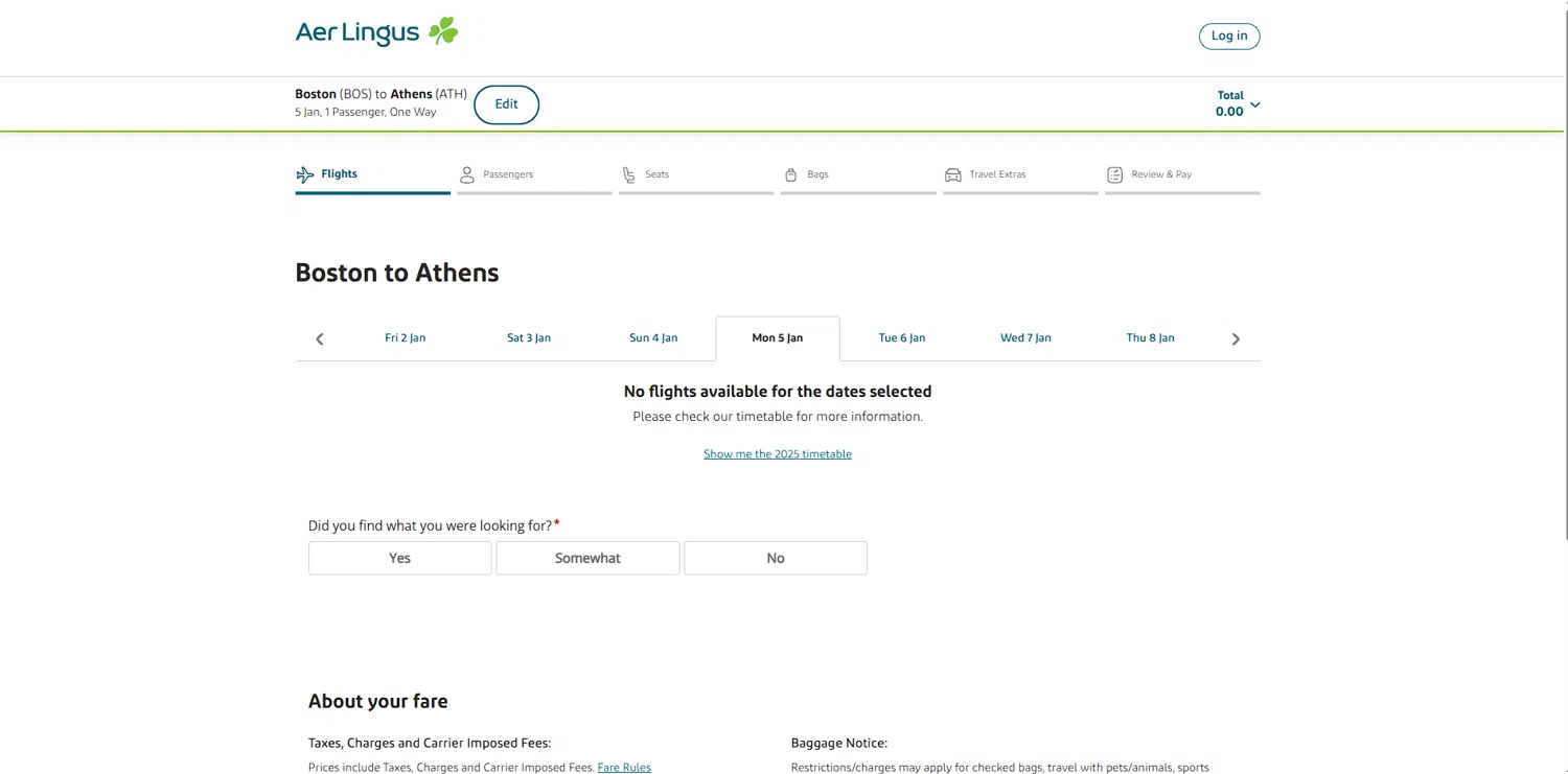 Aer Lingus checkout page showing Aer Lingus promo code box | Screenshot taken by SimplyCodes community member on Dec 31, 2025