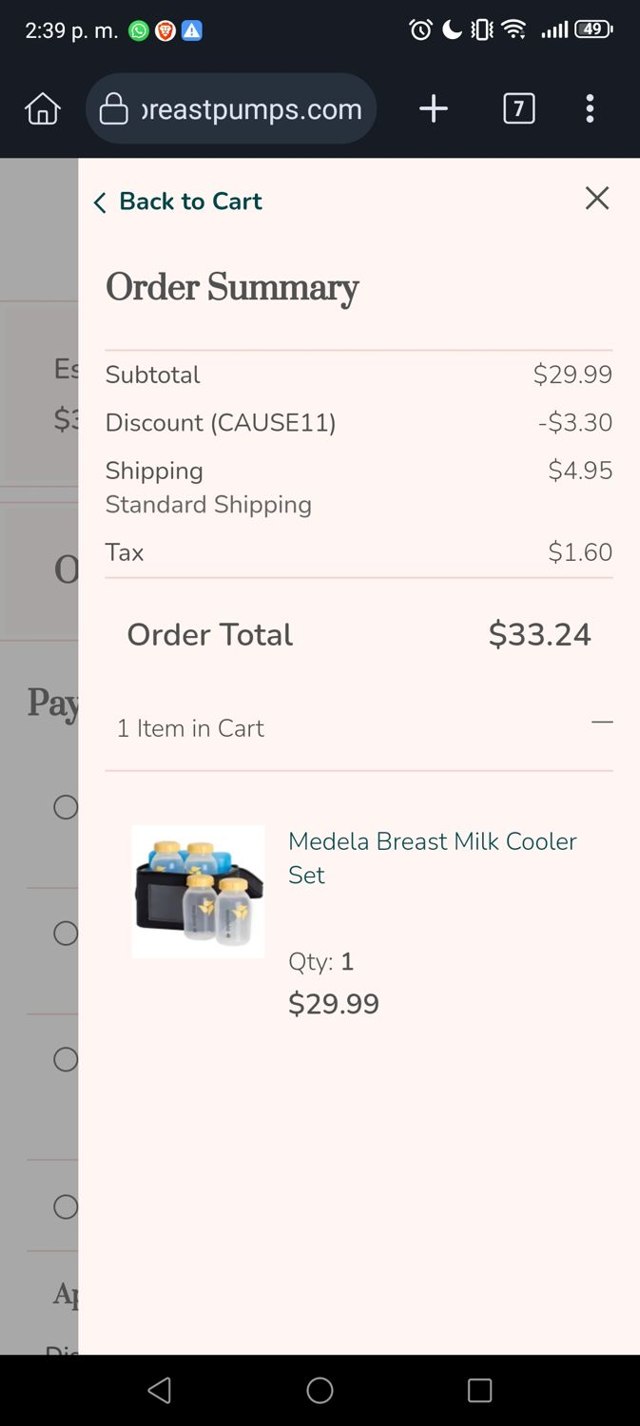 Aeroflow Breastpumps checkout page showing Aeroflow Breastpumps discount code box | Screenshot taken by SimplyCodes community member on Aug 6, 2025