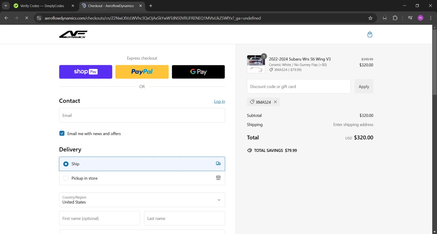 where to use AeroFlow Dynamics promo code box
