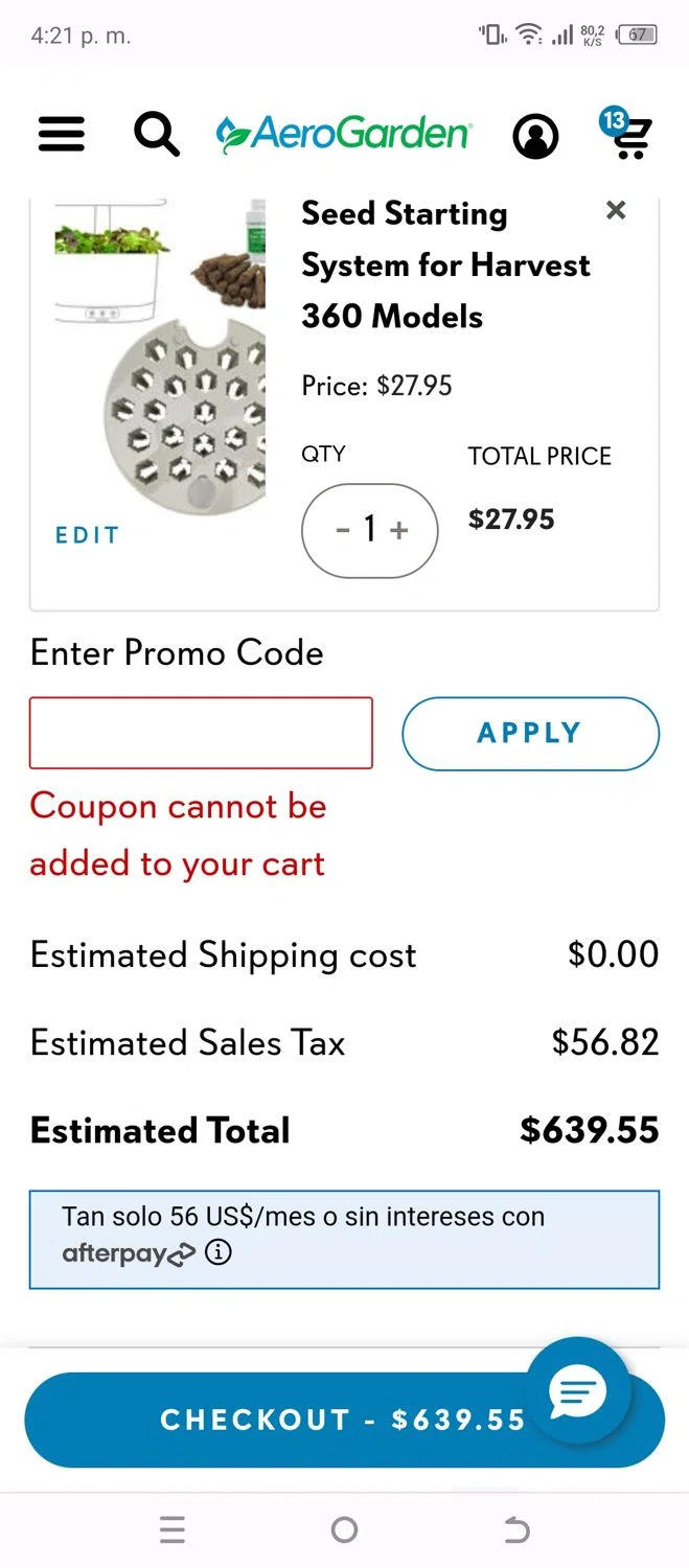 how to use Aerogarden coupons