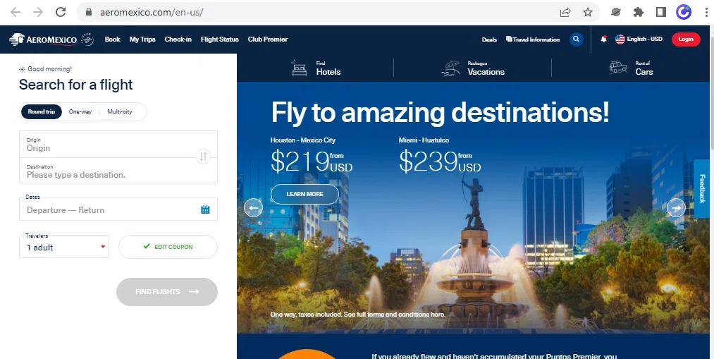 AeroMexico US Promo Codes 10 Off Coupons Jan 2025