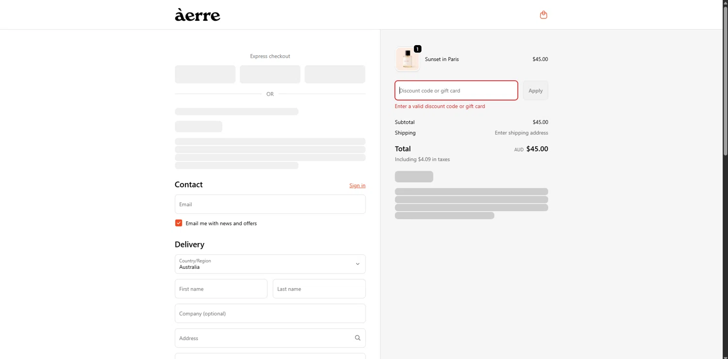 Àerre promo code screenshot showing code 8B9R8C8H applied at Àerre checkout page. Uploaded by SimplyCodes community member WiseSage2777 on Oct 23, 2025