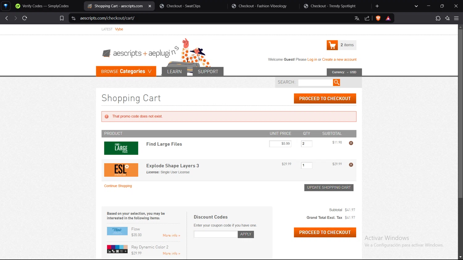 Aescripts discount code screenshot showing code HBD-ZACK applied at Aescripts checkout page. Uploaded by SimplyCodes community member VoucherShopper4674 on Feb 27, 2025