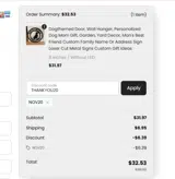 THANKYOU20 coupon verification screenshot