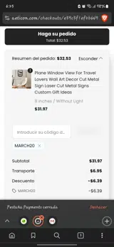 MARCH20 coupon verification screenshot