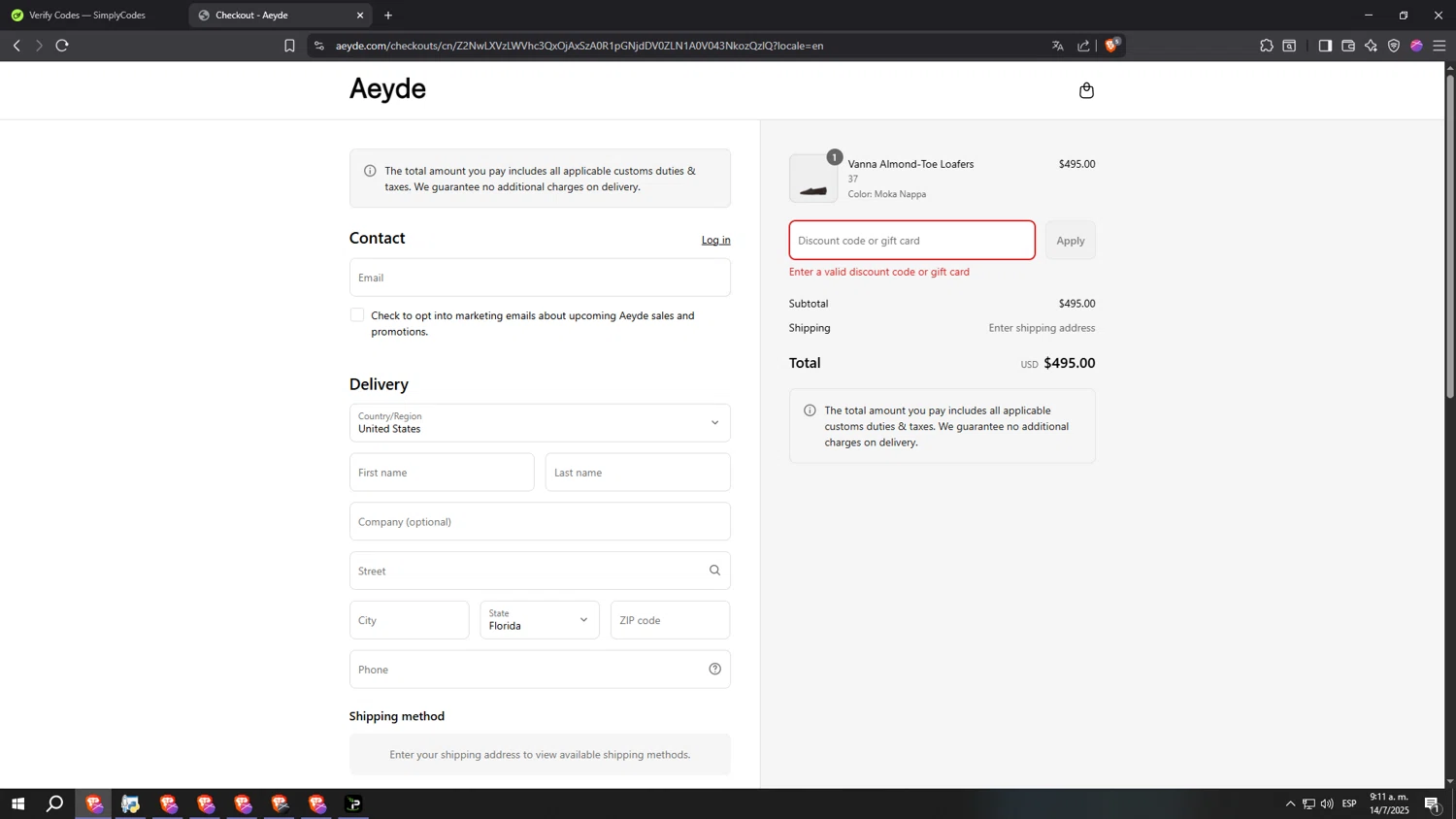 Aeyde promo code screenshot showing code extra20 applied at Aeyde checkout page. Uploaded by SimplyCodes community member aaaaaaaaaaaaaaaaaaaaa on Jul 14, 2025