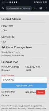 SPOOKY30 coupon verification screenshot