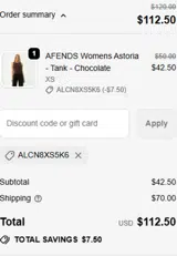 ALCN8XS5K6 coupon verification screenshot