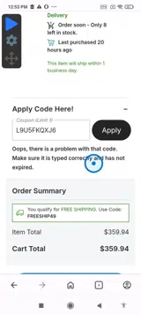 Air Force Falcons Fan Shop coupon verification screenshot