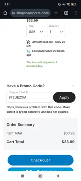 Air Force Falcons Fan Shop coupon verification screenshot