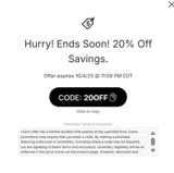 20OFF coupon verification screenshot