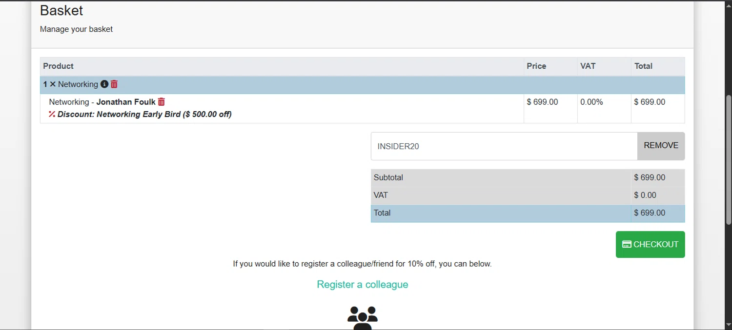 Affiliate Summit checkout page showing Affiliate Summit promo code box | Screenshot taken by SimplyCodes community member on Sep 26, 2025